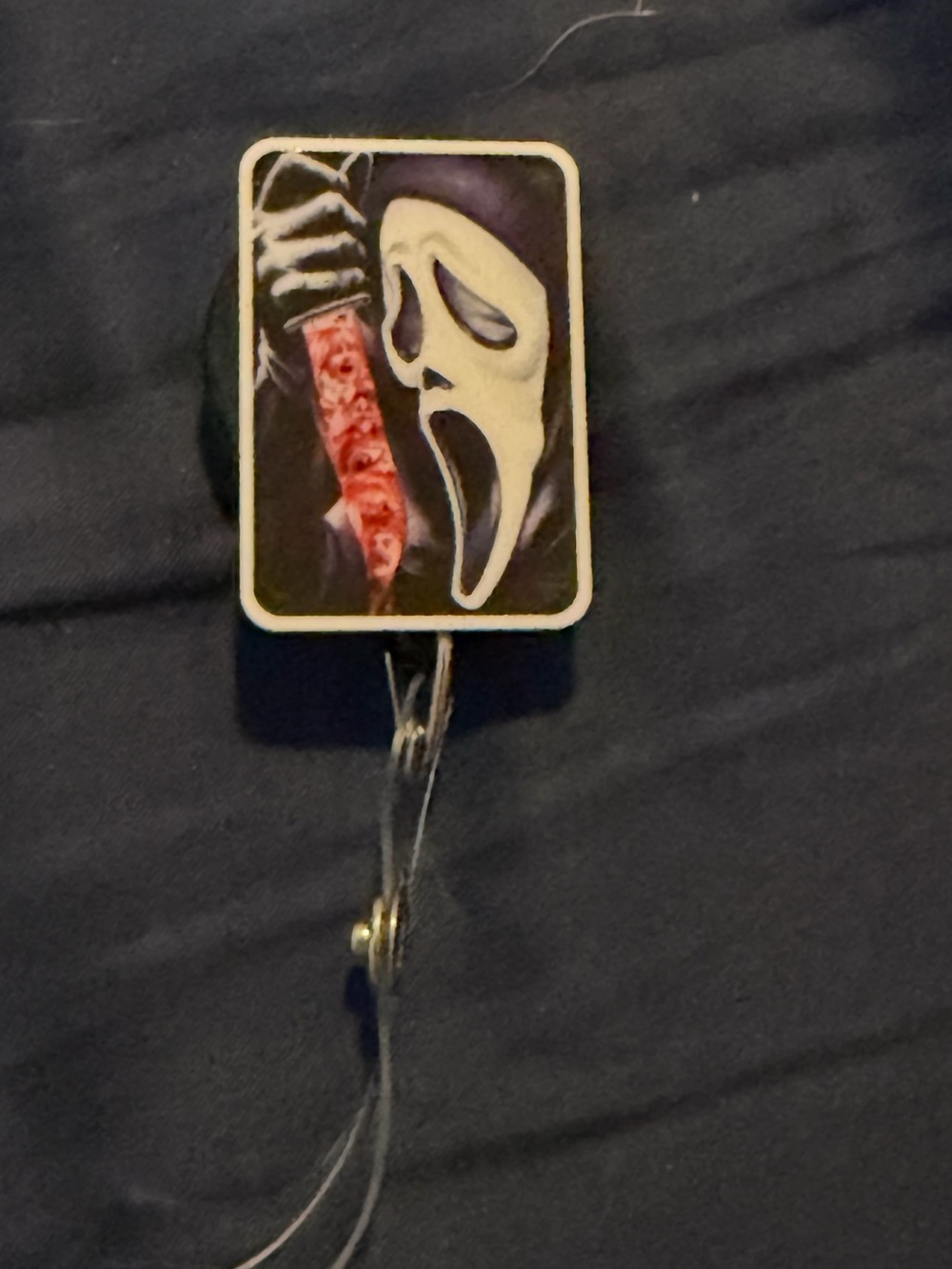 Scream Ghost Face Retractable Badge Reel - Black and White